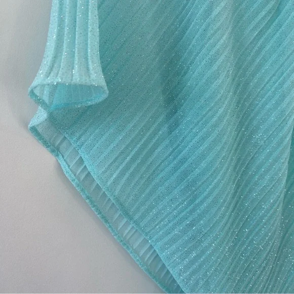 NWT Windsor Sparkly Glitter One Shoulder Sheer Flounce Bodycon Mini Dress Mint 2 - Picture 6 of 14